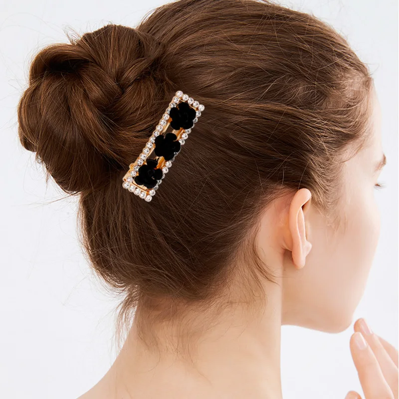 Стразы заколка для волос Аллигатор роза цветок Утконос с кристаллами