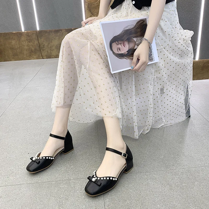 

2021 Sandals Black Shoes for Women Clear Heels Espadrilles Platform Med New Beige Girls Comfort High Spring Summer Medium Fashio