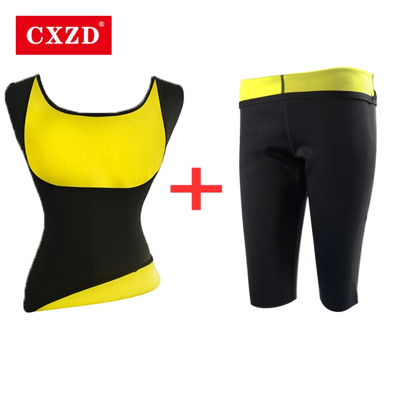 

CXZD Women Waist Trainer Slimming Vest+Pant Neoprene Corset Sauna Body Shaper Pants Vest Stretch Super Lose Weight Control Pant