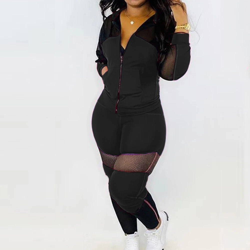 Женский Повседневный рваный пуловер с капюшоном Спортивные штаны комплект из