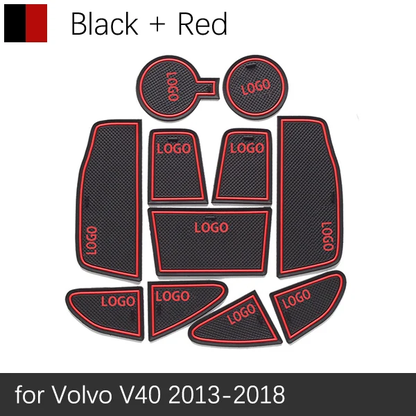 Red Противоскользящий резиновый подстаканник для ворот для VOLVO V40 2013 Коврик для двери V40CC CC кросс-кантри R дизайн - Название цвета: Red