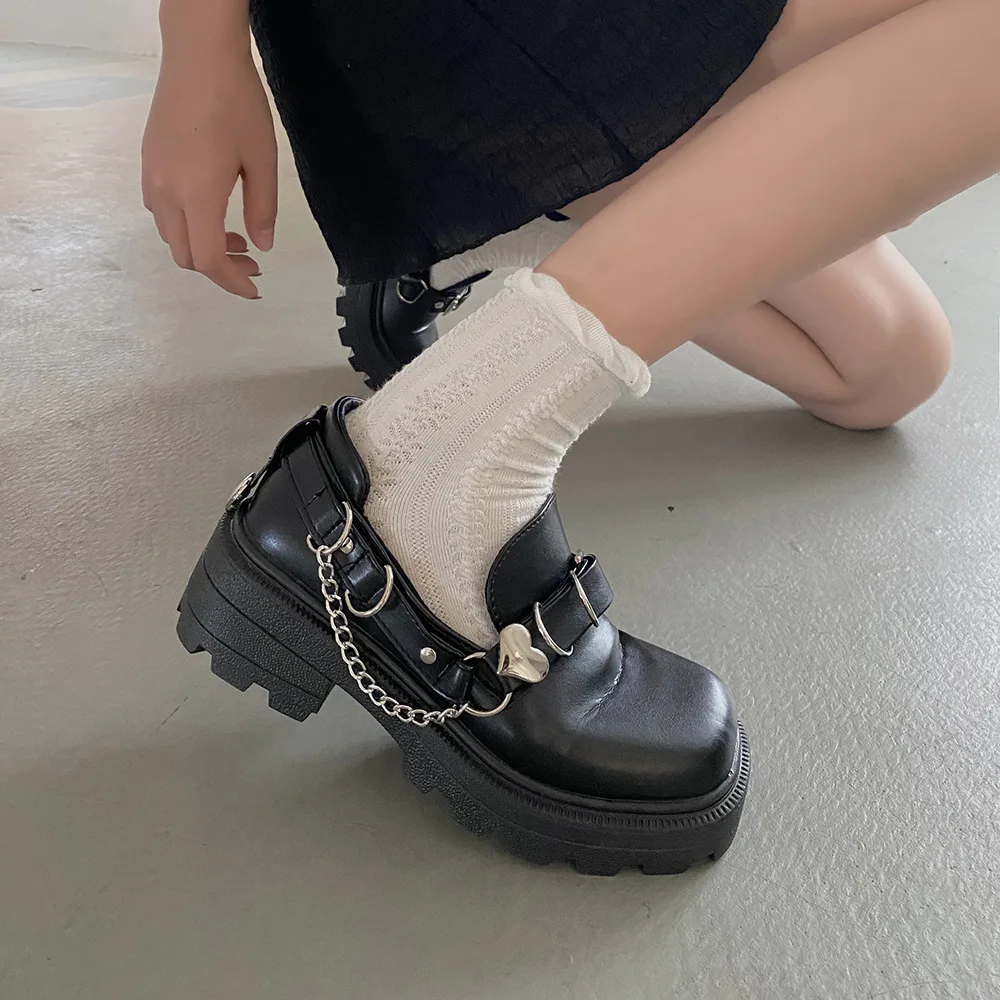 Женские туфли на толстой платформе британская кожаная обувь в стиле ретро Туфли