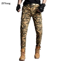 new 4 colors camouflage mens cargo pants casual camo multi pockets military tactical pants hip hop joggers streetwear brown