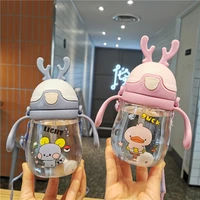 baby cup cute cartoon animal water bottle for children kids feeding summer drinking cup for learning to drink 370ml pp materia