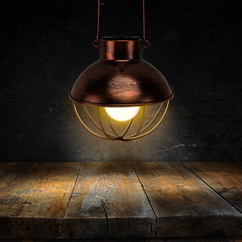 

1Pc Outdoor Solar Light Iron Hanging Lamp Garden Vintage Solar Lantern