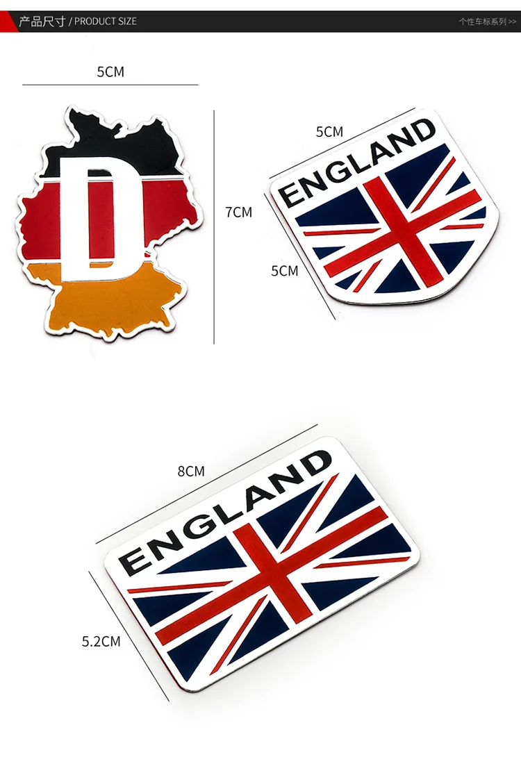 

1X Aluminium Alloy National Flags Styling Emblem Car Stickers For Auto Doors Windows Trunks Automobiles Motorcycles Accessories