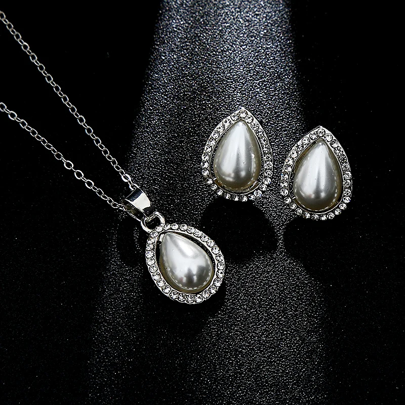 Женское Ожерелье с жемчужным кулоном и Цирконом в форме капли воды серебряное