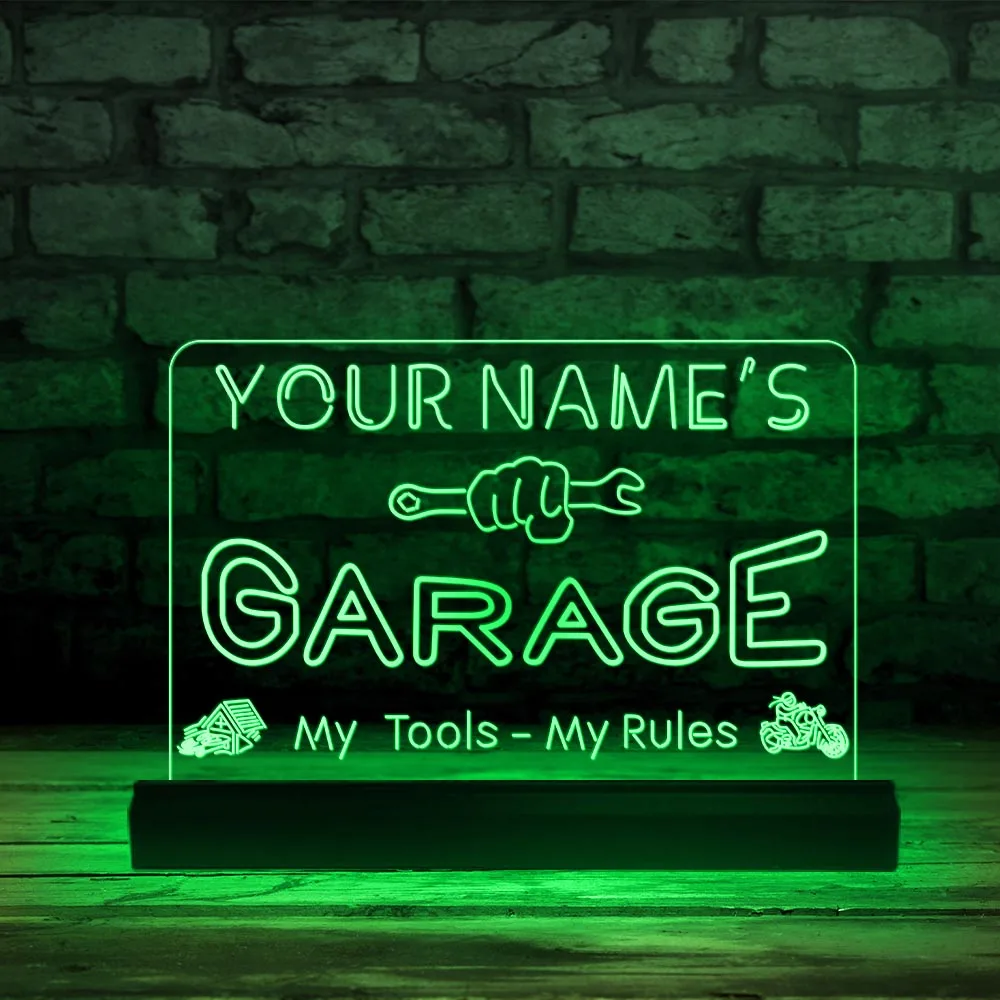 Мой инструмент мой правило гараж под заказ светодиодная неоновая вывеска Персонализированная табличка для магазина автомобиля стола на пе...