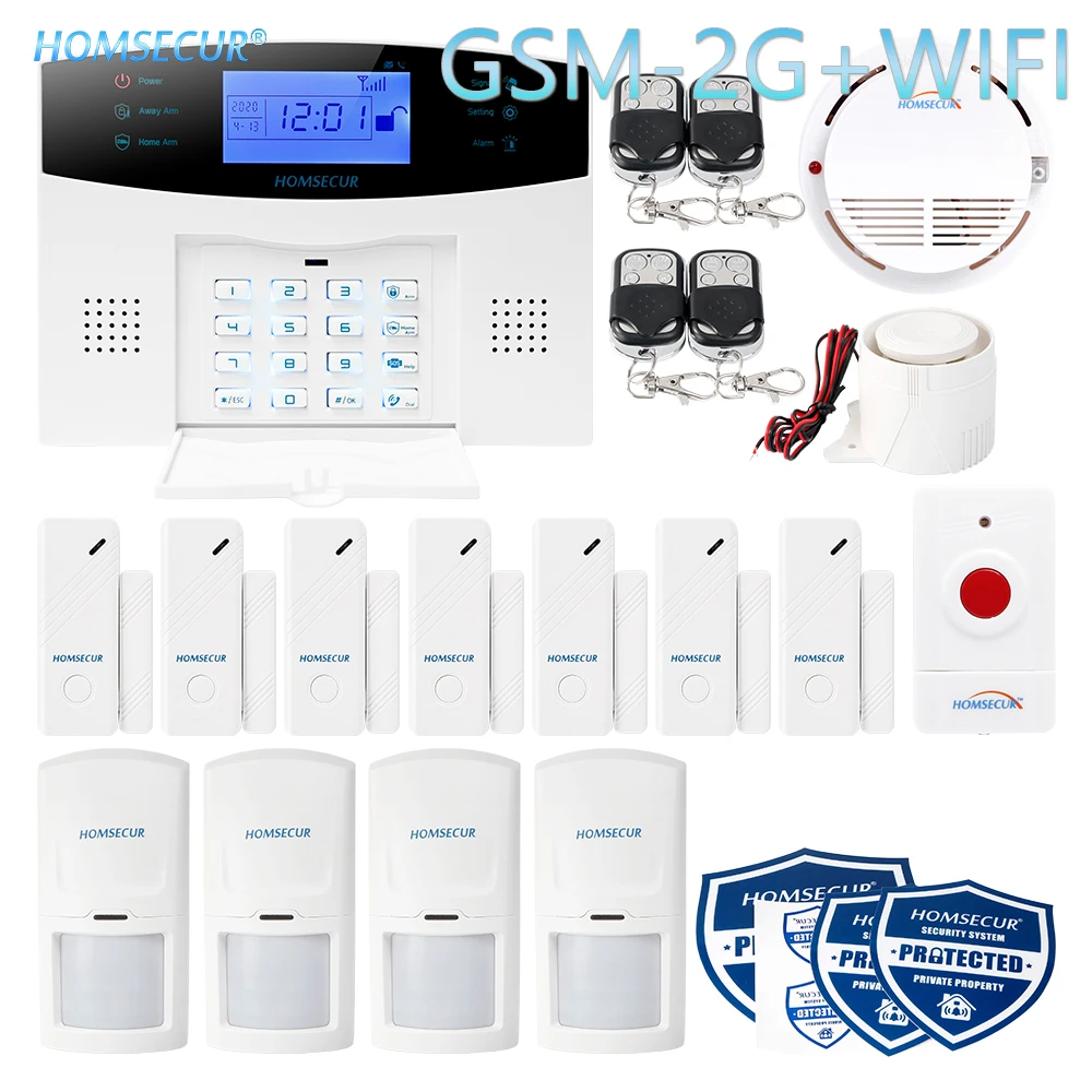 

HOMSECUR Wireless&Wired WIFI GSM Home Security Alarm System with SOS Intercom