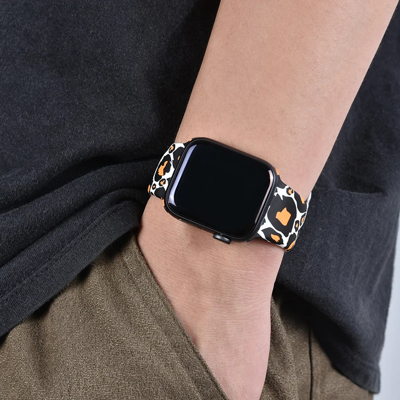 Цветочные полосы для Apple watch Series 5 4 3 2 1 40 мм 44 мм, силиконовый ремешок с принтом для iWatch Series 5 4 3 2 1 38 мм 42 мм