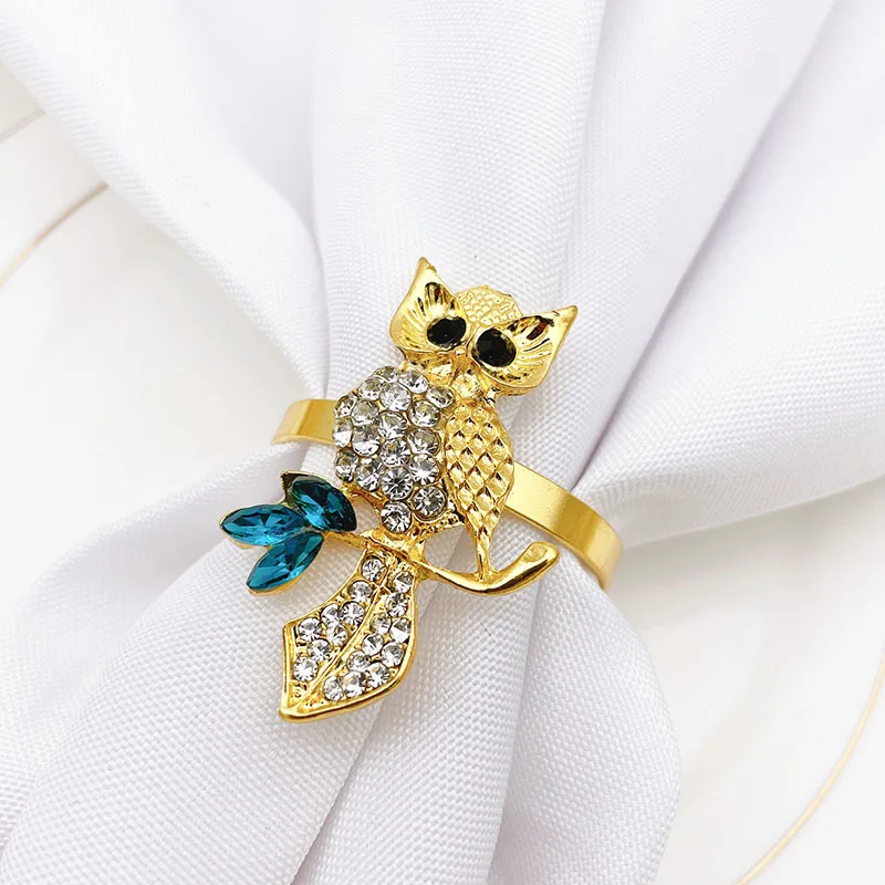 

12PCS Hotel Owl Napkin Button Halloween Napkin Ring Table Cloth Ring