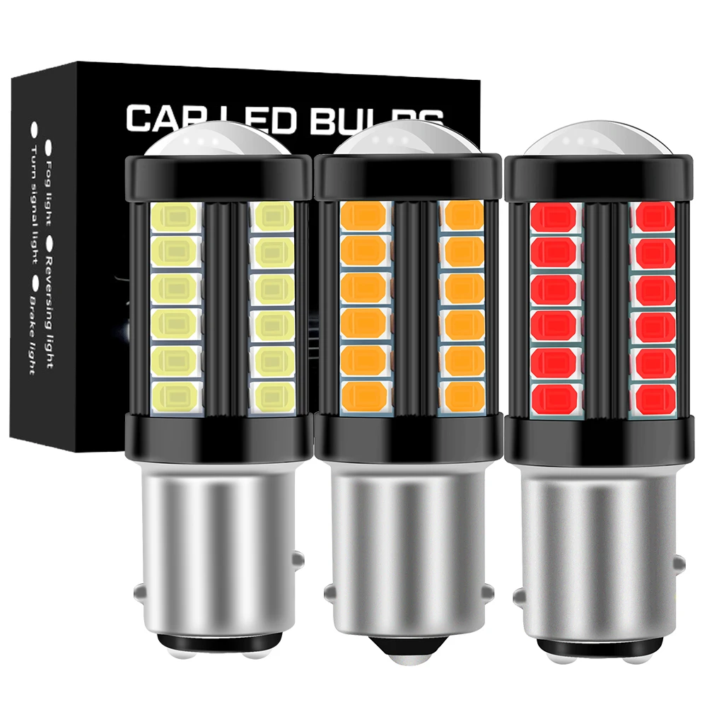 

2PCS 33SMD S25 1156 BA15S P21W 1157 BAY15D P21/5W LED Bulb R5W R10W Car Turn Signal Light Reserve Lamps Auto Brake Light 12-24v