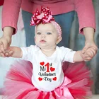 Забавный комбинезон для новорожденных с надписью My First Valentine's Day, одежда для малышей на 1 день Святого Валентина милые комбинезоны для мальчиков и девочек, семейная праздничная одежда