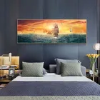 Парусное судно на море холст настенные картины художественные плакаты и принты закат моря холст картины для спальни Куадрос