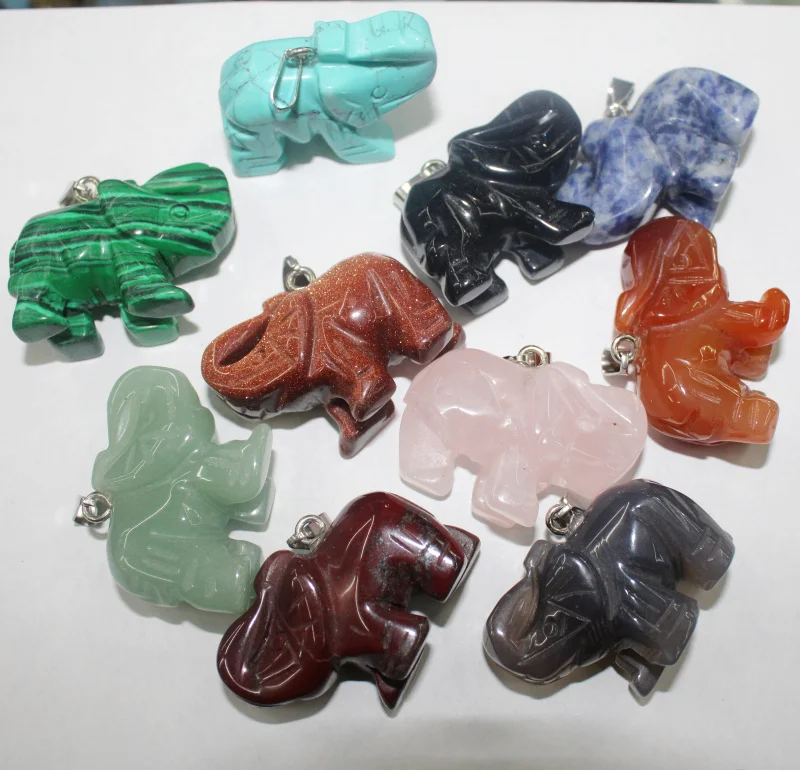 Оптовая продажа 1 шт. кулон в виде слона из натурального камня агата кристалла