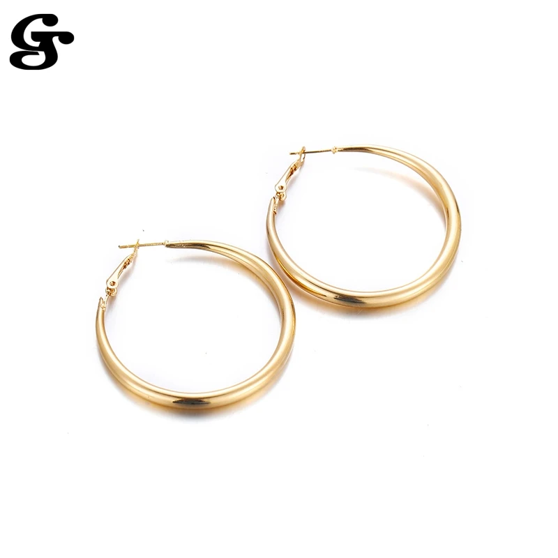 

GS Hoop Earrings Fashion Piercing Stud Ear Ring K-pop Oversize Matte Gold Color Fashion Jewelry for Women 2021 Western New Trend