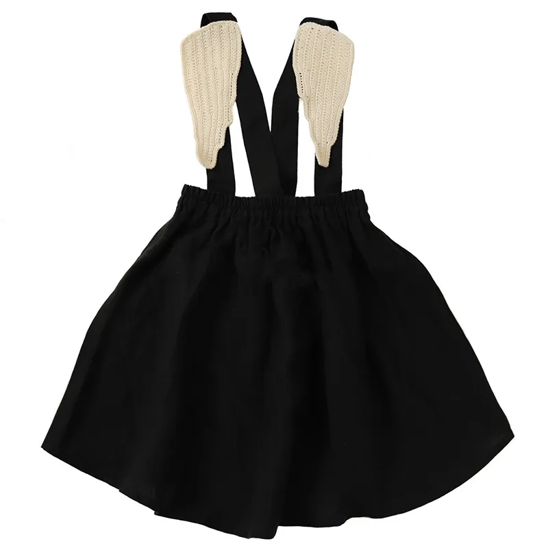 

EnkeliBB Kids Girl Angle Wings Overall Toddler Girl Fashion Brand Design Clothes Summer Black Angel Overall and Dress Matching