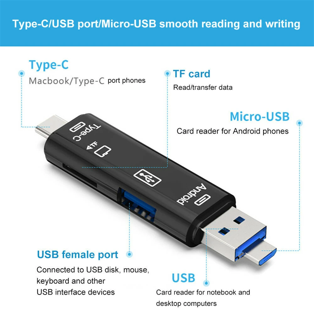 OTG Устройство для чтения карт Type C / USB Micro SD TF все в одном адаптер 3 0 5 1|Адаптеры AC/DC| |