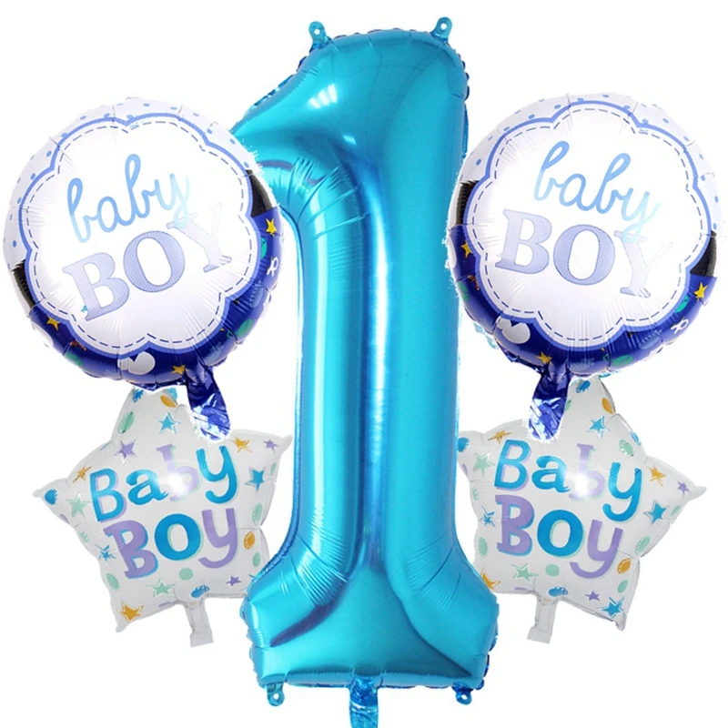 

5pcs Pink Blue First Birthday Foil Balloons Set 40inch Number One Kid Birthday Gender Reveal Baby Shower Party Decoration Suit