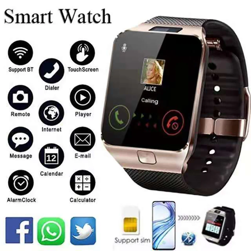 

DZ09 Connect Men Smartwatch Sim Card Call Phone Smart Watch 2021 Facebook Twitter Whatsapp Sync Sport Waterproof Pedometer Smart