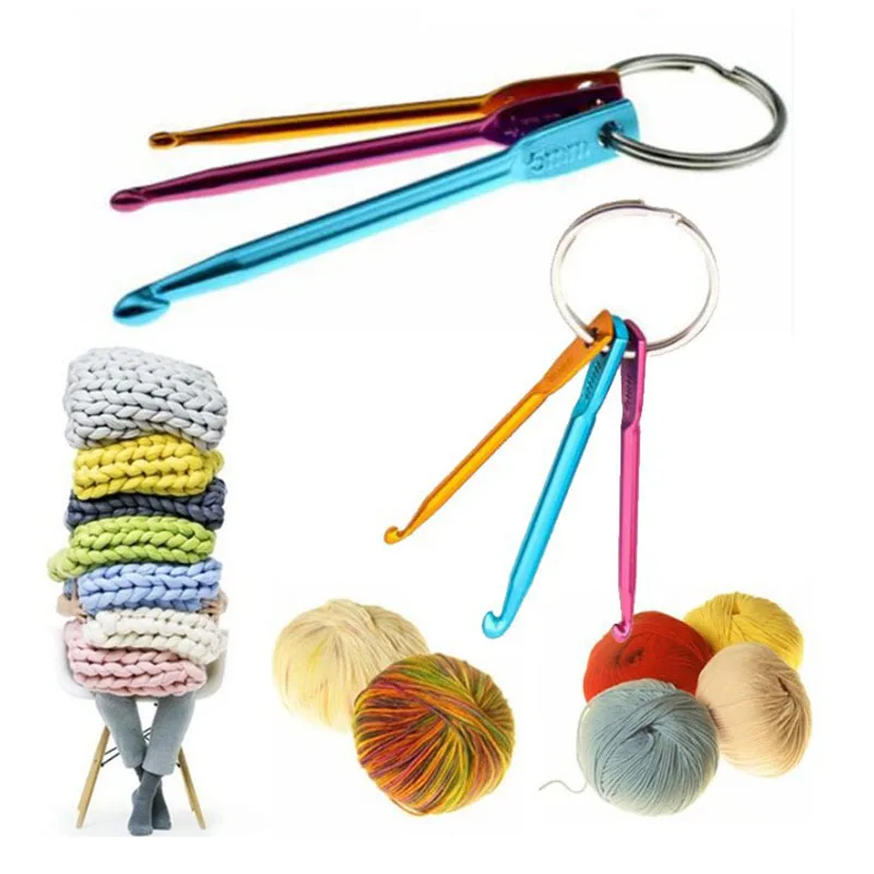 Разноцветные алюминиевые вязаные иглы Набор крючков для вязания крючком брелок