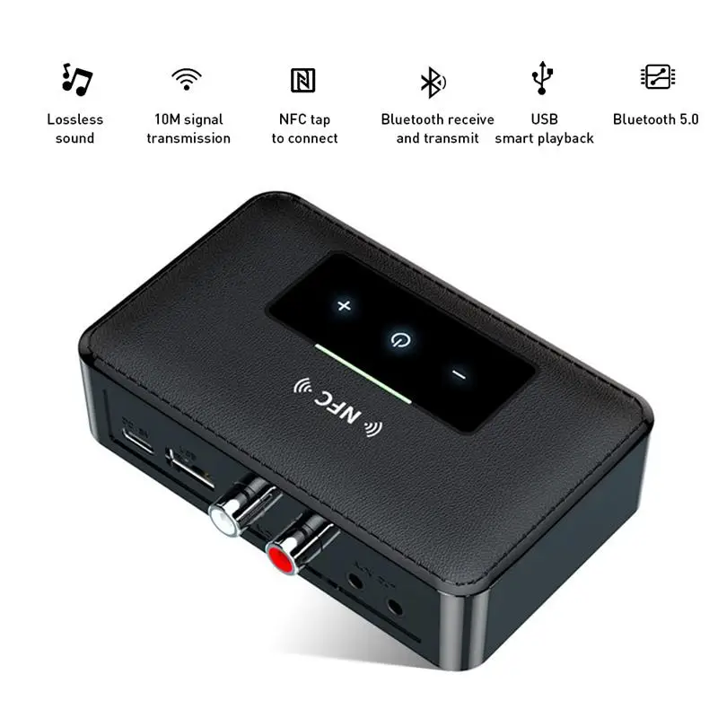 

NFC BT19 Audio Transmitter Receiver Adapter Bluetooth 5.0 Stereo USB AUX 3.5MM Jack For TV PC Car Kit Wireless Adapter