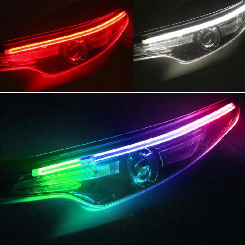 

Car Sequential Flowing RGB Daytime Running Light DRL APP Multi Color LED Light Strip Turn Signal Lights For Headlig Crossborder