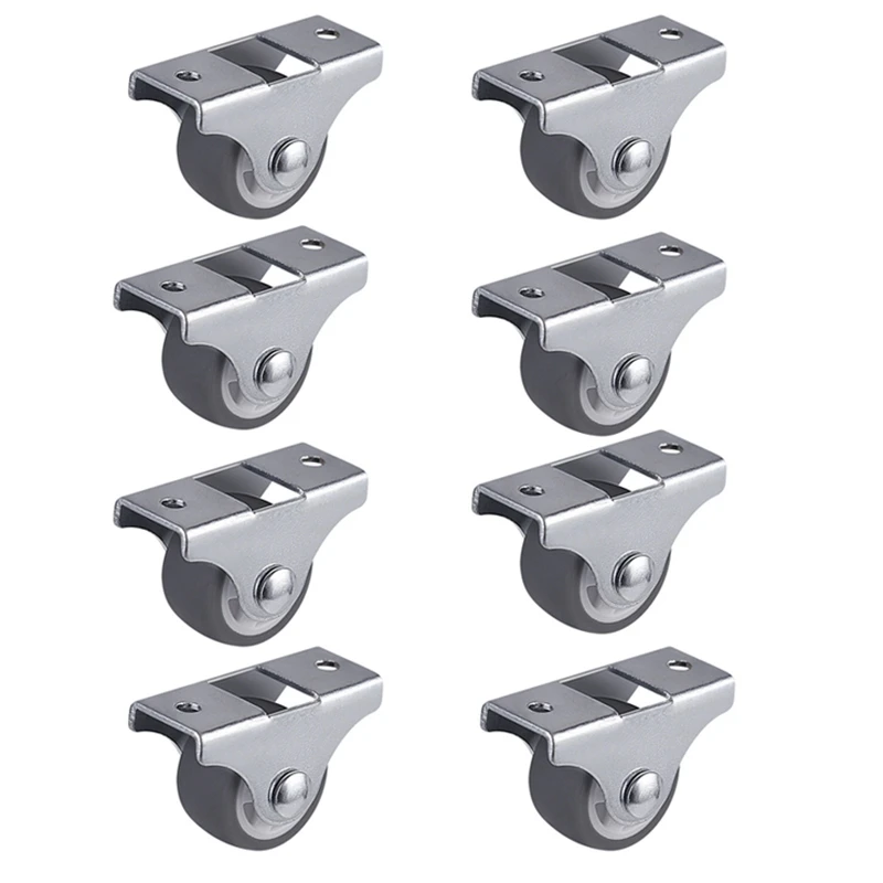 

8PCS TPE Caster Wheels Duty Fixed Casters with Rigid Non-Swivel Base Ball Bearing Trolley Wheels Top Plate 1 Inch