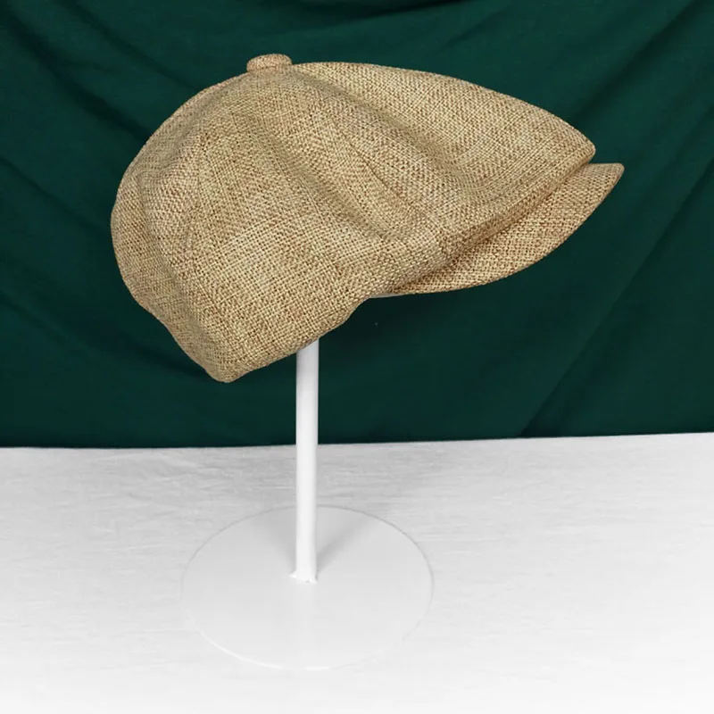 Newsboy cotton and linen tothe octagonal cap beret big head circumference hat shading retro black newsboy cap of England