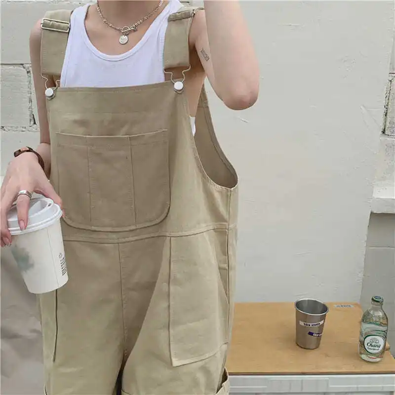 

Summer Rompers Women Vintage Safari Style Baggy Wide-leg Playsuits Adjusted Harajuku Ins Students Cute Trendy Overalls Daily New