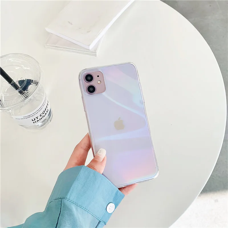Laser Rainbow Transparent Phone Case For iPhone11 11 Pro Max XR X XS 7 8 Plus Soft Silicone Shockproof Clear Back Cover | Мобильные