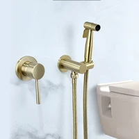 brushed gold hot cold mixer bathroom toilet bidet faucet women flusher sprayer kit wall mounted black chrome