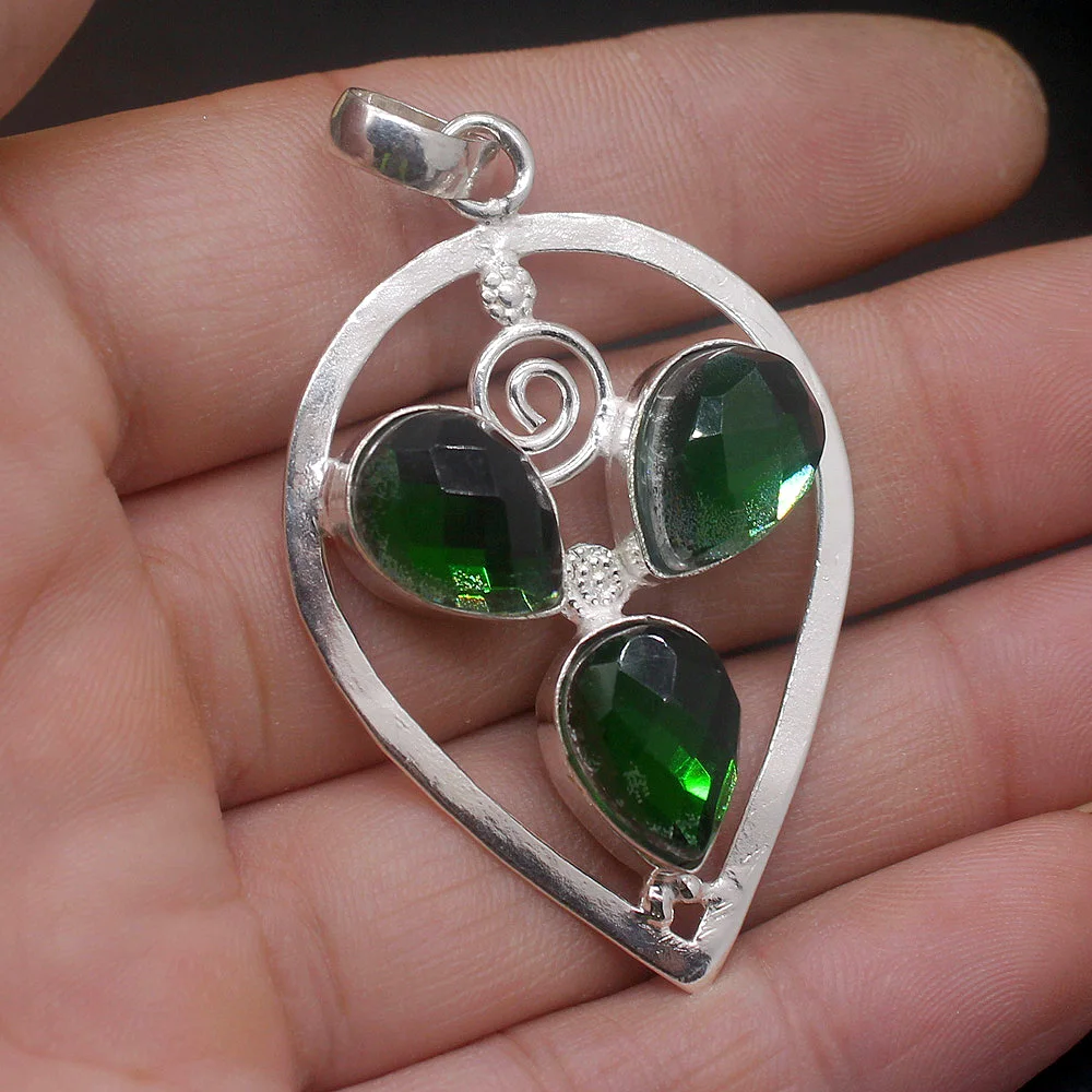 Gemstonefactory Jewelry Big Promotion Single Unique 925 Silver Green Fire Mystic Topaz Lady Women Necklace Pendant 20210027 |