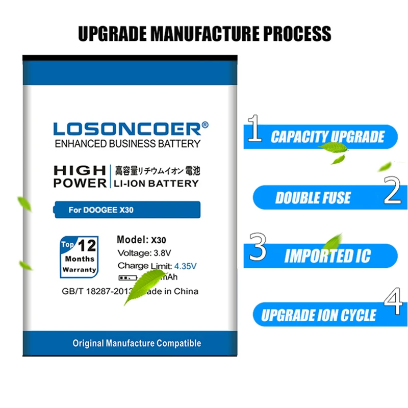 LOSONCOER BAT17613360 4950 мАч для DOOGEE X30 высококачественные аккумуляторные батареи |