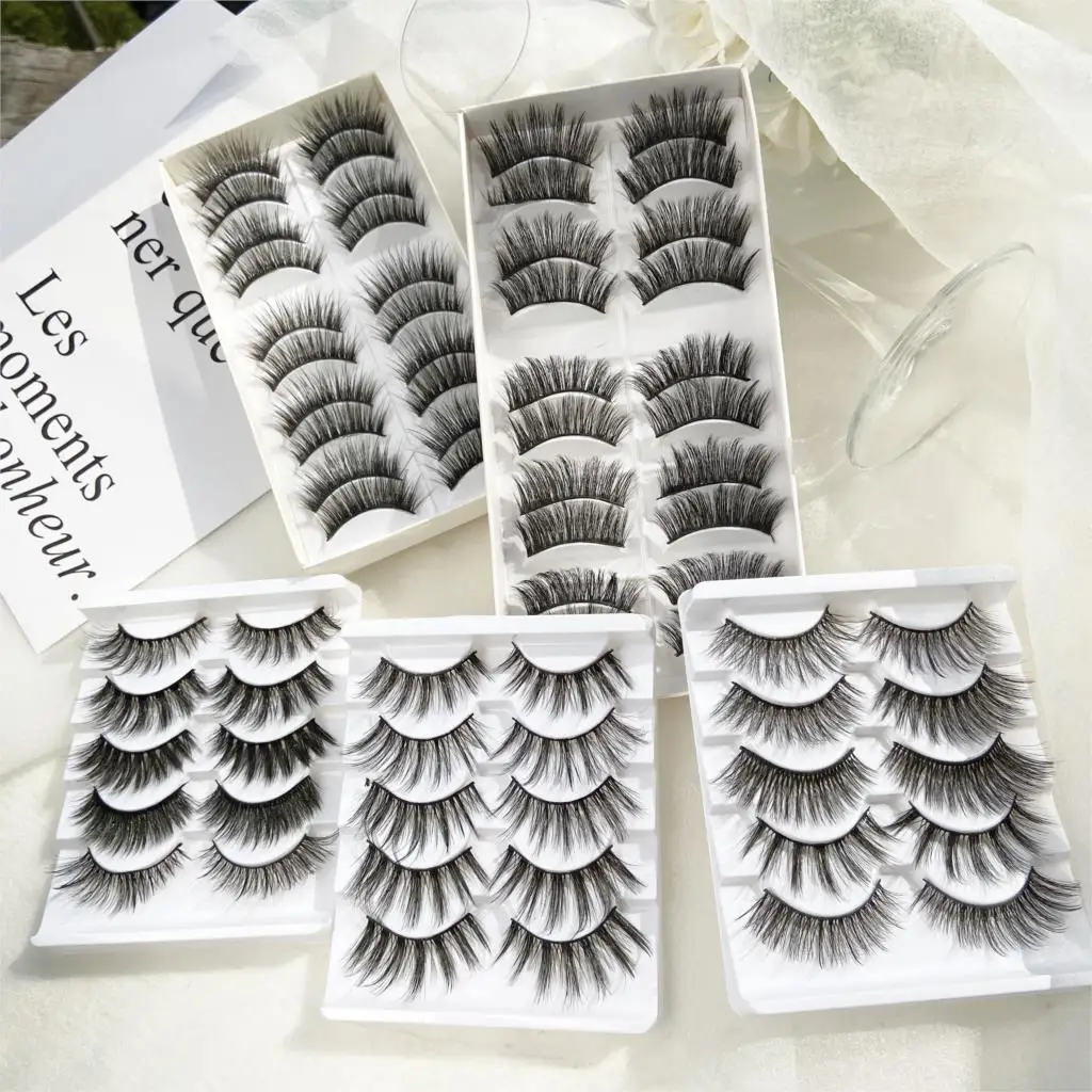 5/10 Pairs Thick 3D Mink Eye Lashes For Woman Drop Shipping Black 15-25mm Long Eyelash Cheap False Eyelashes 2020 New lashes | Красота и