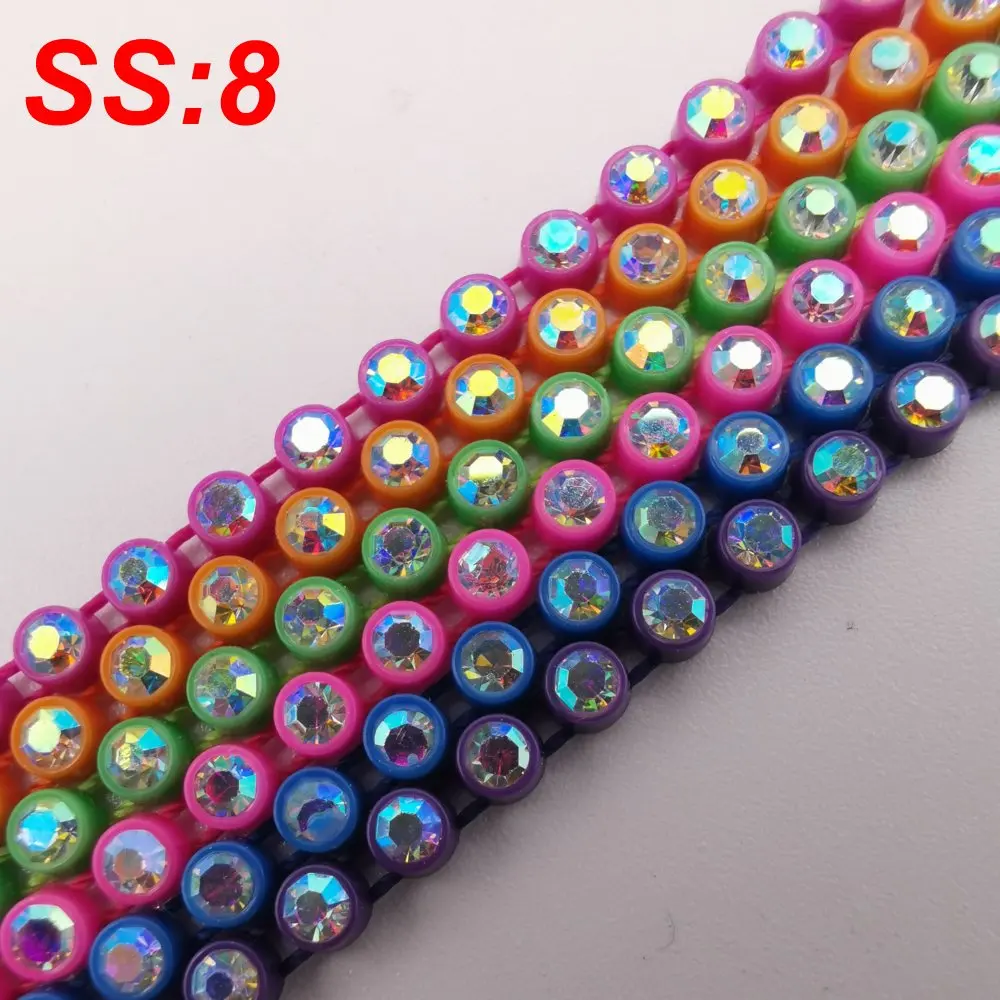 Бесплатная доставка ss8 отделка стразами ограждение AB Кристалл 10 ярдов/кард
