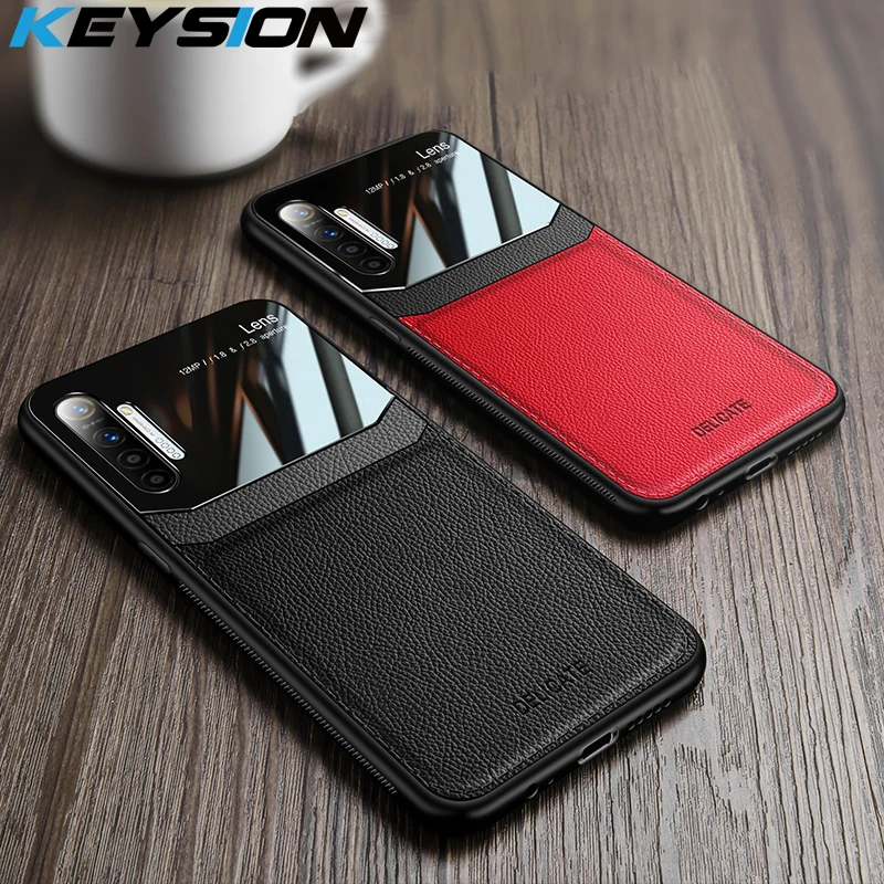 KEYSION противоударный чехол для Realme X2 Pro XT 5 кожаный зеркальный стеклянный OPPO A5 A9 2020