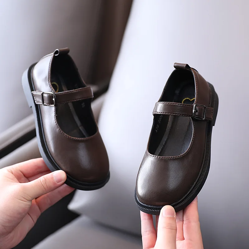 

New College Style Children Leather Shoes Baby Toddler Flats Casual Moccasins Girls Shoes Princess Breathable Kids Student 03