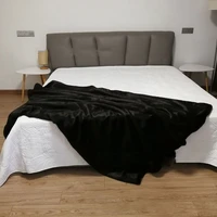 artificial leather blanket bedroom bed flag soft bed end towel black and white