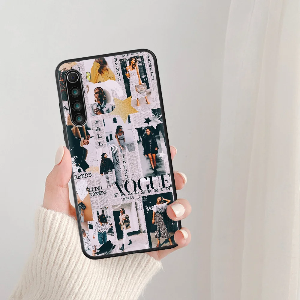 

Luxury fashion magazine Vogue Phone Case For Xiaomi Redmi Note 7 8 8T 9 9S 4X 7 7A 9A K30 Pro Ultra black Funda 3D Etui Luxury