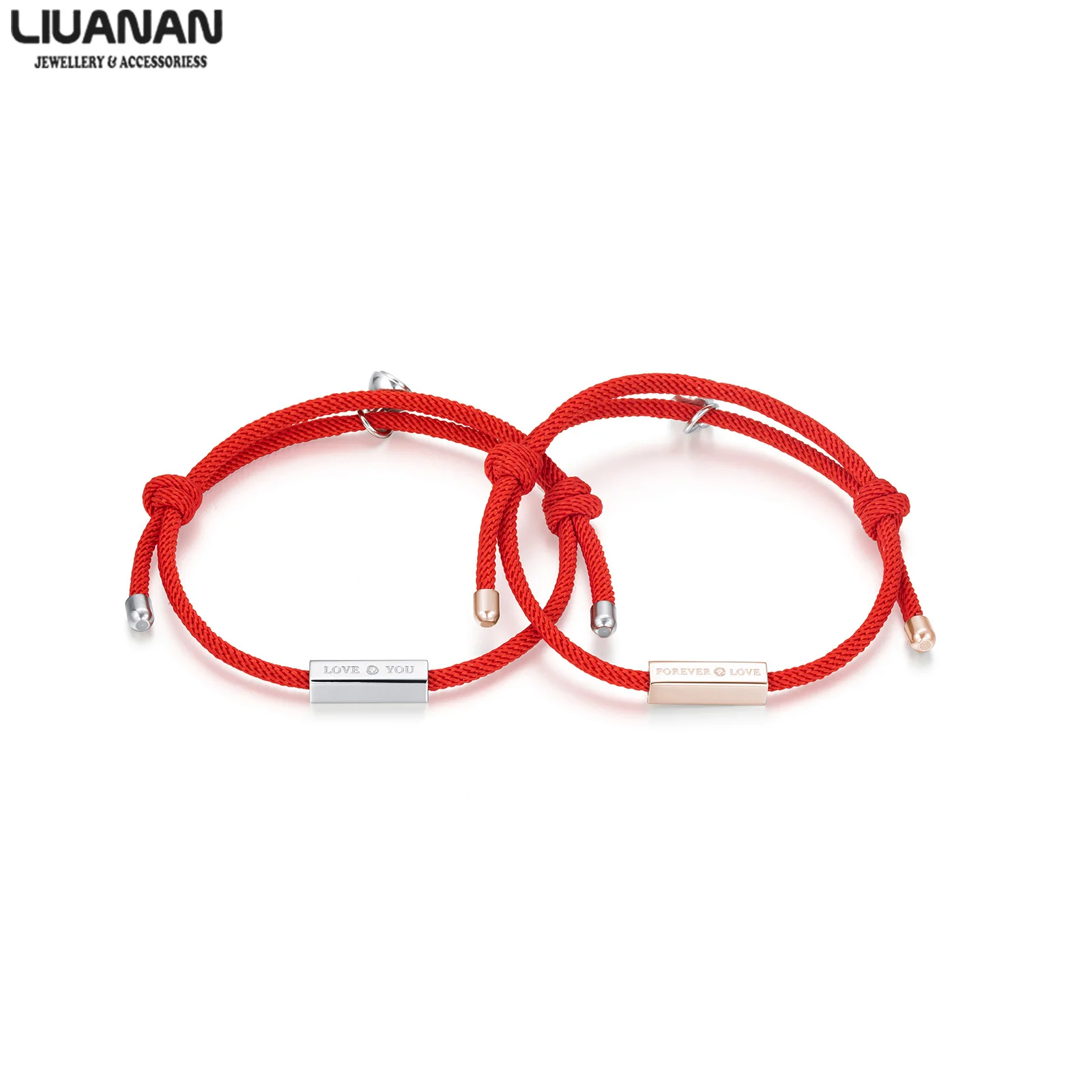 

Wholesale Bracelet Magnetic Red Knitted Fashion Bracelet Set Romantic Gift for Couple Love Valentine's Day