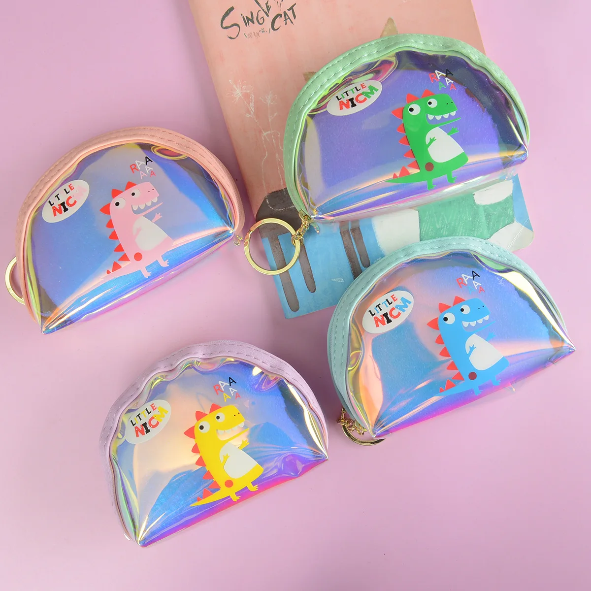 

Cute Cartoon Unicorn Dinosaur Car Keychain Keychain Bag Lady Key Ring Storage Bag Female Car Key Tube Home Student Keychain Box