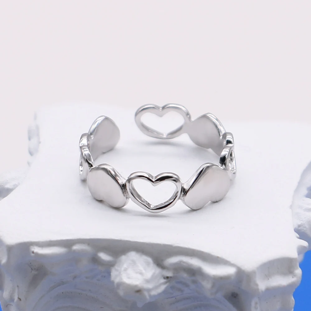 Кольцо из 100% серебра 925 пробы регулируемое кольцо в виде сердца подарочное