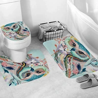 bathroom mat set microfiber carpet nonslip absorbent animals print toilet lid cover bath decoration bathroom area rugs 3pcs set