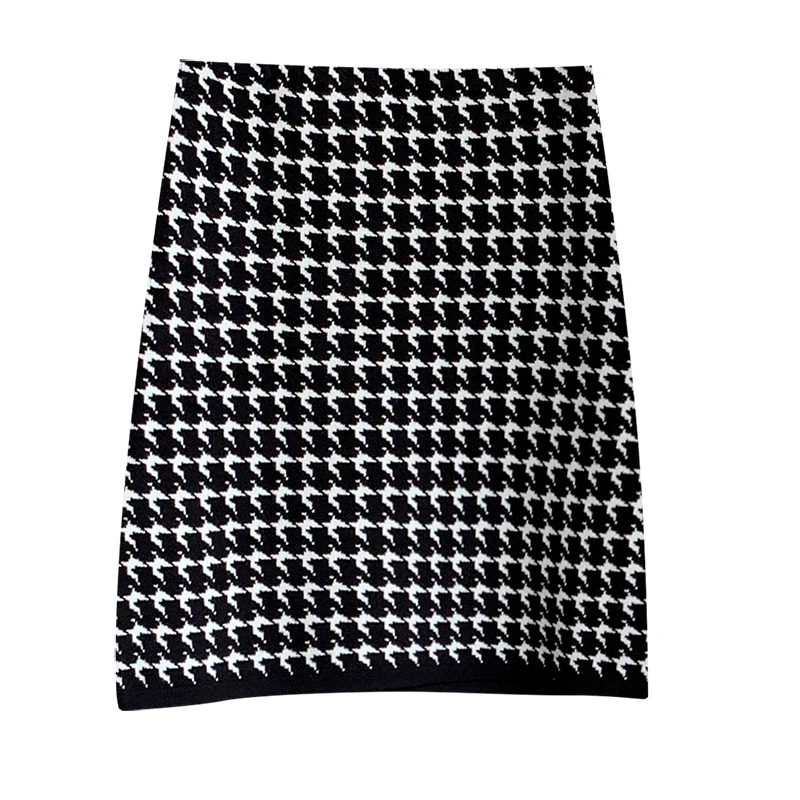 

REALEFT Houndstooth Knitted Wrap A-Line Skirts Women Stylish Lady High Waist Autumn Winter Knitting Sheath Mini Skirts Female