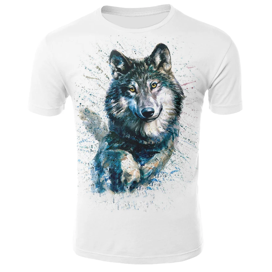 

2020 Men T Shirt Wolf Print T-Shirt Animal Cool Funny Short Sleeve Summer Casual O-Neck Tops Male Fashion T-Shirt
