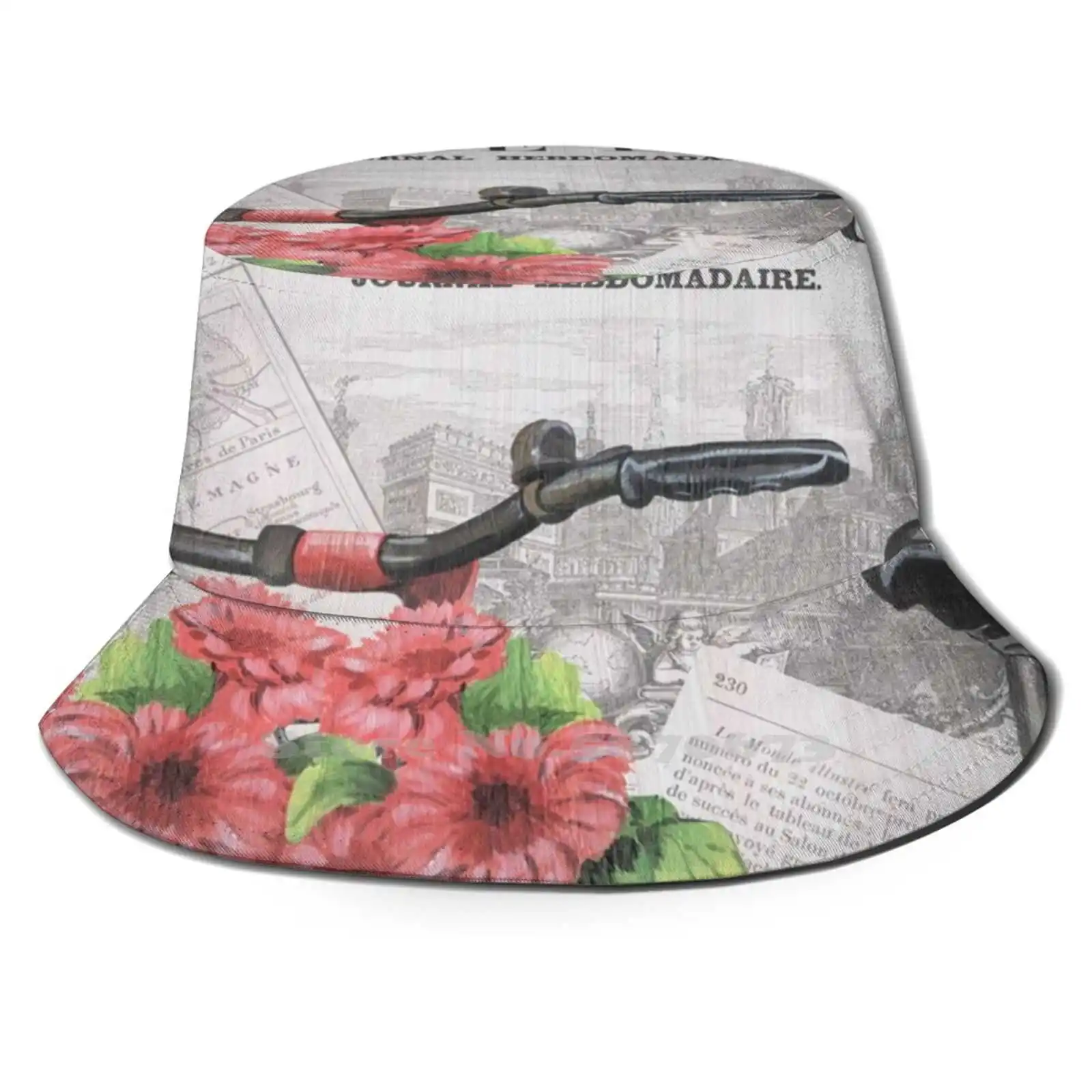 

Парижская Байкерская Кепка унисекс, 2 головных УБОРА, для езды на велосипеде, во французской газете, с картами, цветами, цветочными и растите...