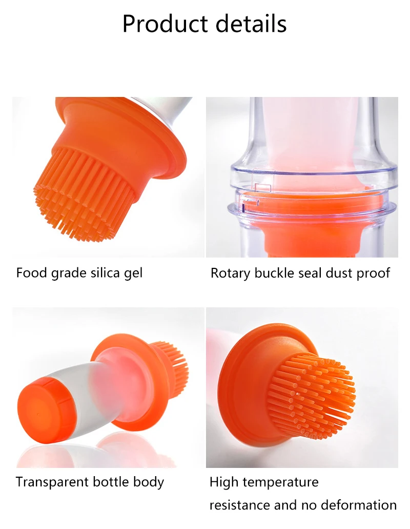 

Silicone BBQ Grill Oil Bottle Brushes Heat Resistant Baking Oil Brushes with Protective Cover Barbecue Brush Kitchen Supplies