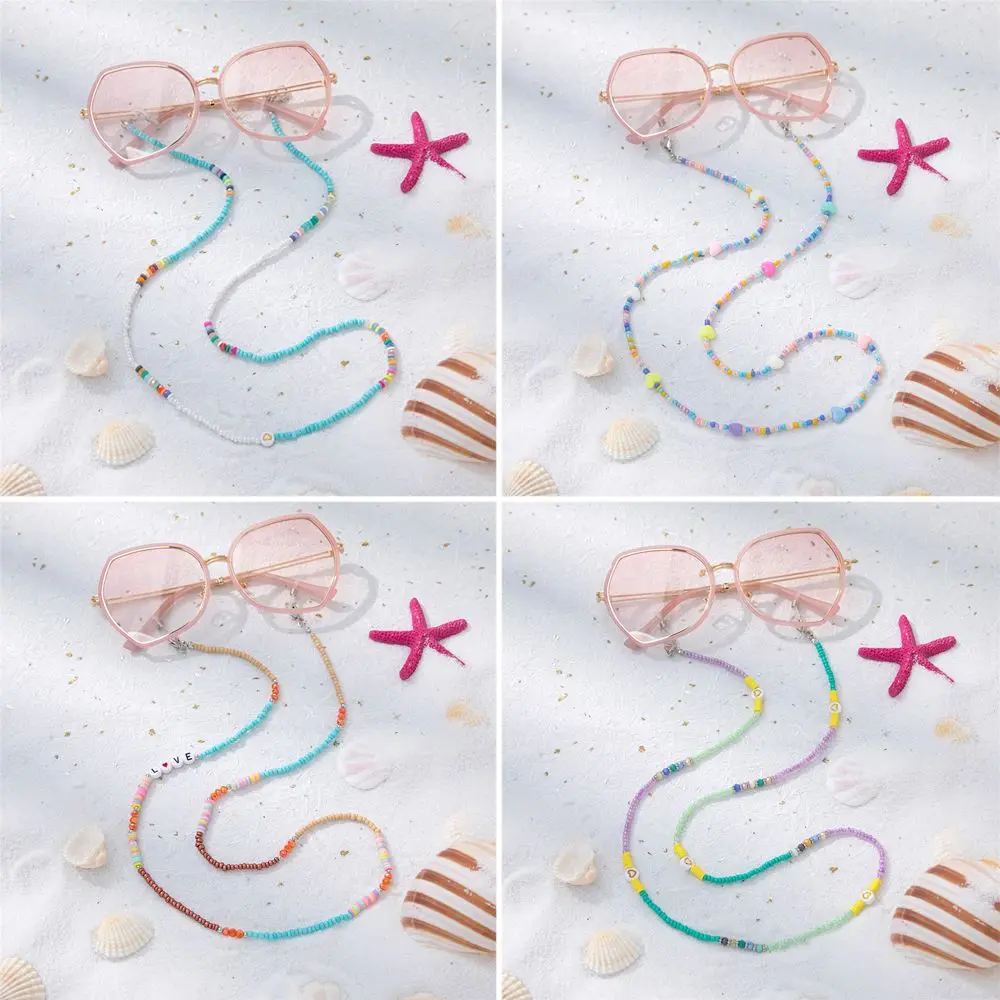 

1PCS Soft Pottery Glasses Lanyard Flower Bead Sunglasses Rope Neck Strap Cord Fashion Colorful Eyeglass Chain Necklace Accessory