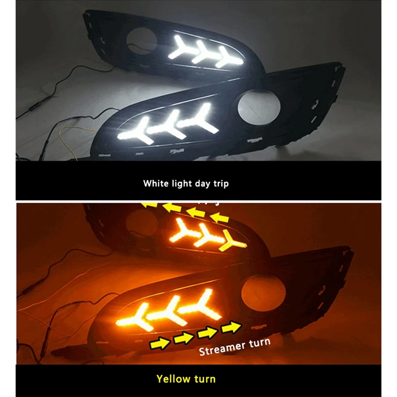 

2Pcs LED DRL Daytime Running Lights with Turn Signal Light for Buick Opel Regal Insignia 2013 2014 2015 3 Color